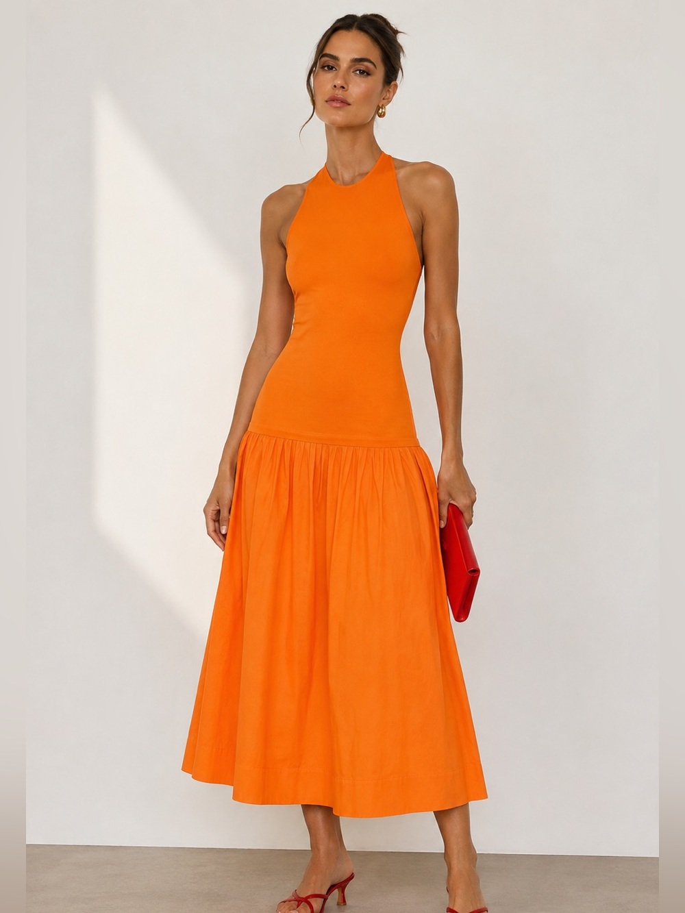 Simon Miller Kleid Junjo Orange Halter Maxi Dress Size M